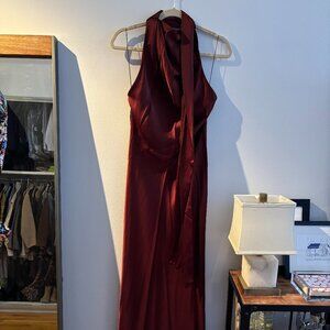 Significant Other Adriana Draped Satin Halter Gown